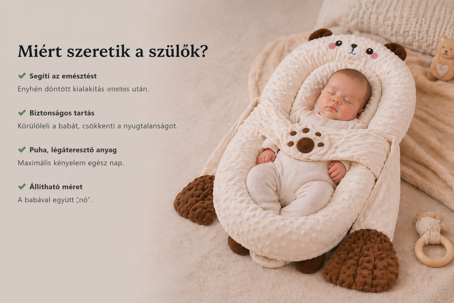 Nyugtató Babafészek Elektromos Simogató Funkcióval